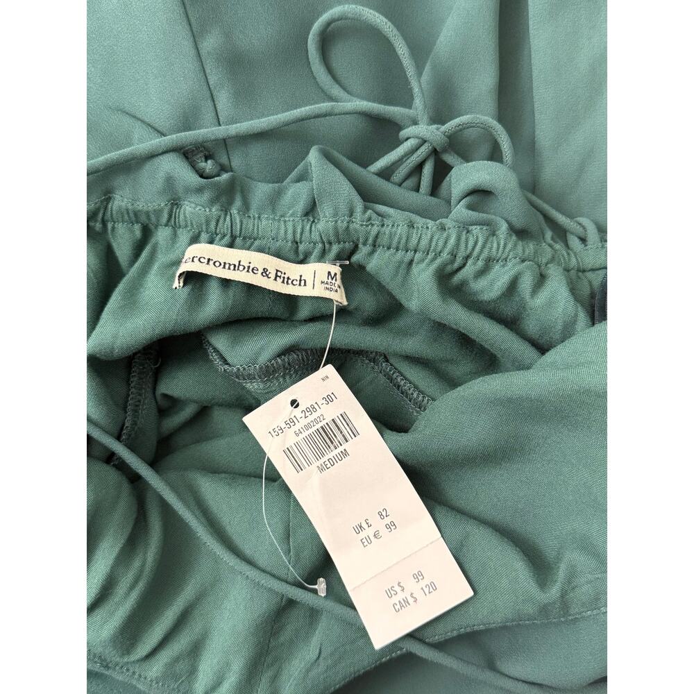 NWT Abercrombie & Fitch Heartfelt Culotte Jumpsuit Green Size M Lace Up Back - Picture 8 of 10